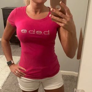 Bebe Rhinestone Logo Tee